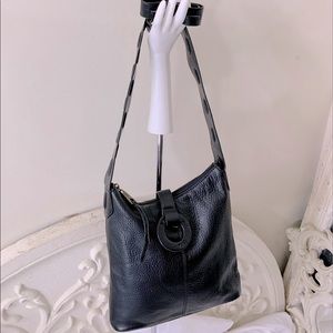 The Sak Black Pebbled Leather Crossbody Messenger Bag NWOT